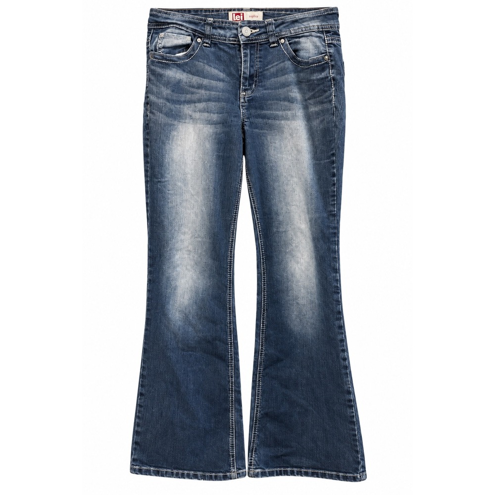 LEI Sophia Hipster Flare Jeans Womens 13 Regular Blue Denim Y2K Low Rise Boho